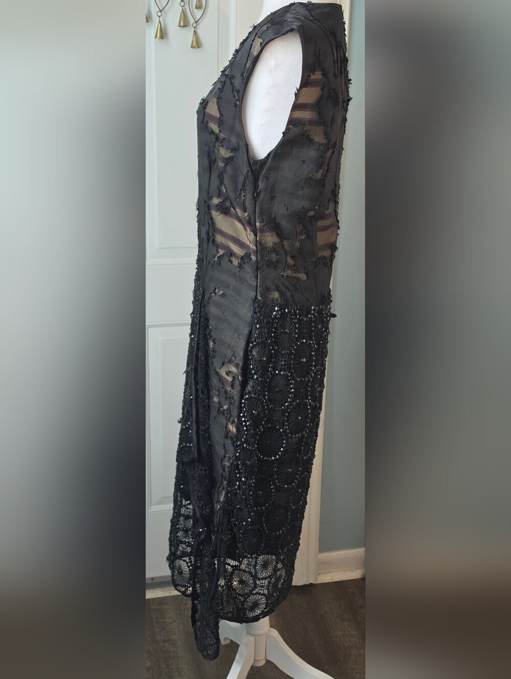Y2K Vintg Dries Van Noten Doria Embellished Flapper Cocktail Midi Dress 6 Black - Picture 3 of 15